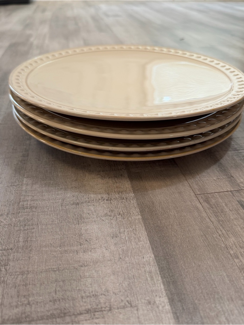 Better Homes & Gardens Amity Ivory 10.8” Dinner Plates Set of 4 New w/ Tags